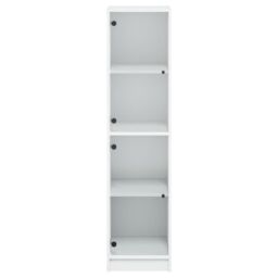 Berkfield Home Highboard with Glass Doors White 35x37x142 cm - Size: 35 x 37 x 142 cm - thumbnail 6