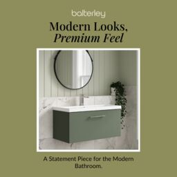 Balterley Bathroom Wall Hung 2 Soft Close Drawer Vanity Unit, Satin Green, 610mm in Green - thumbnail 7