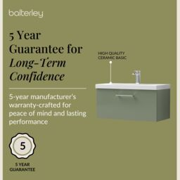 Balterley Bathroom Wall Hung 2 Soft Close Drawer Vanity Unit, Satin Green, 610mm in Green - thumbnail 6