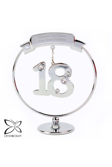 Personalised Memento Company Personalised Crystocraft 18th Celebration Ornament in Metallic Silver - image 1