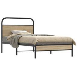Berkfield Home Bed Frame Without Mattress 100x200 cm Smoked Oak Engineered Wood in Brown - thumbnail 1