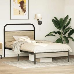 Berkfield Home Bed Frame Without Mattress 100x200 cm Smoked Oak Engineered Wood in Brown - thumbnail 4