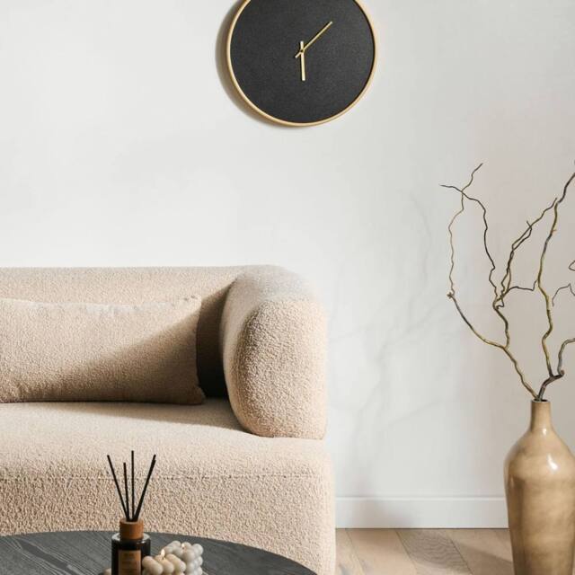 Wyld and Coco Wall Clock - Black MDF Gold-tone Frame and Hands - image 1