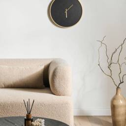 Wyld and Coco Wall Clock - Black MDF Gold-tone Frame and Hands