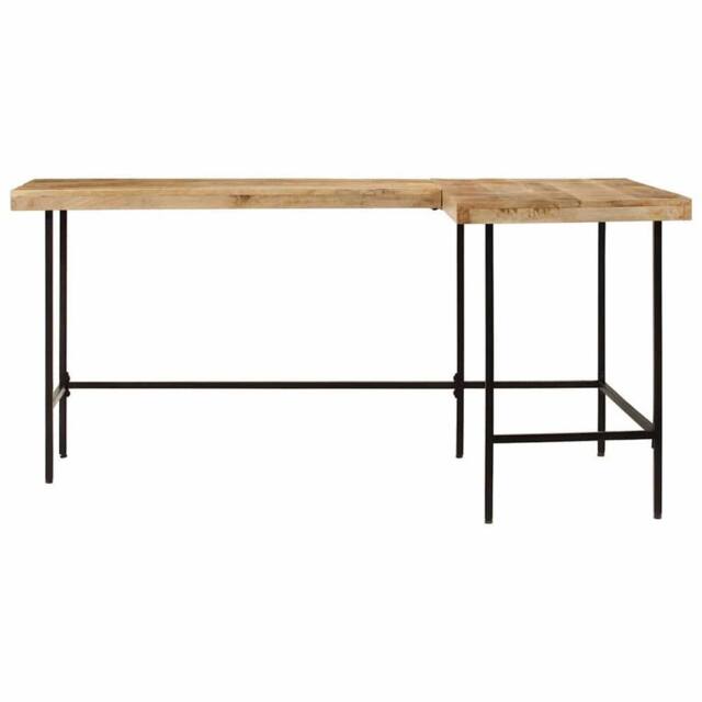 Berkfield Home Beautiful Desk 165x110x77 cm Solid Wood Mango & Iron in Brown - Size: 165 x 110 x 77 cm - image 1