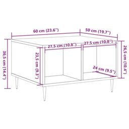 Berkfield Home Coffee Table Old Wood 60x50x36.5 cm Engineered Wood in Brown - thumbnail 9