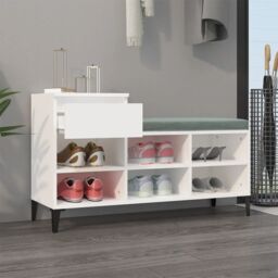 Berkfield Home Shoe Cabinet White 102x36x60 cm Engineered Wood - Size: 102 x 36 x 60 cm - thumbnail 3