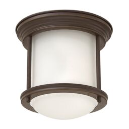 Netlighting Hinkley Hadrian 1 Light Flush Mount Oil Rubbed Bronze with Opal Glass IP44 in Brown