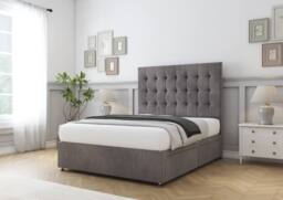 "Sloomy Alabama Naples Divan Bed Base No Drawers With 26"" Strutted Headboard in Grey - Size: Small Single" - thumbnail 3