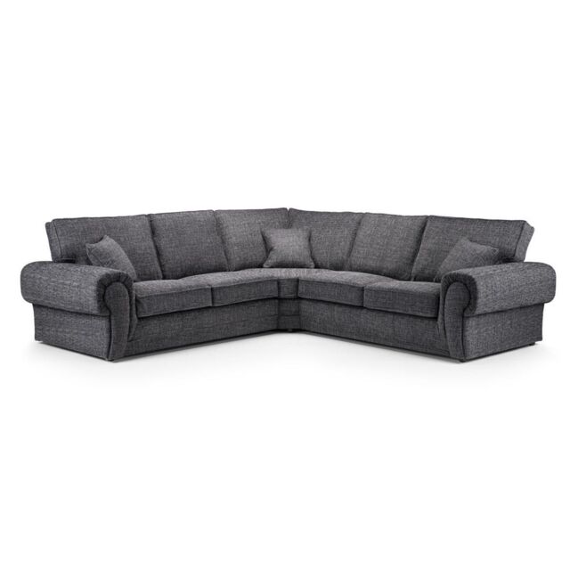Furnishings For Less UK Wilcot Grey Fabric 5 Seater Corner Sofa L Shaped Corner Sofa High Back - image 1
