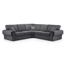 Furnishings For Less UK Wilcot Grey Fabric 5 Seater Corner Sofa L Shaped Corner Sofa High Back - thumbnail 1