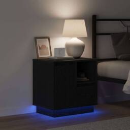 Berkfield Home Elegant Bedside Cabinet with LED Black Oak 50x34, 5x50 cm - thumbnail 4