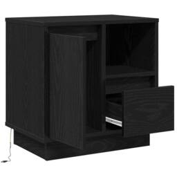 Berkfield Home Elegant Bedside Cabinet with LED Black Oak 50x34, 5x50 cm - thumbnail 5