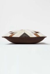 Homescapes Geometric Star Leather Cushion 45 x 45 cm in Brown - Size: 45 cm x 45 cm - thumbnail 4