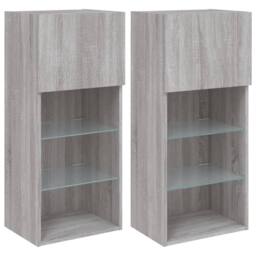 Berkfield Home TV Cabinets with LED Lights 2 pcs Grey Sonoma 40.5x30x90 cm - thumbnail 3