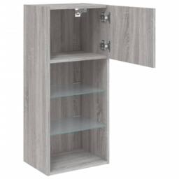 Berkfield Home TV Cabinets with LED Lights 2 pcs Grey Sonoma 40.5x30x90 cm - thumbnail 8