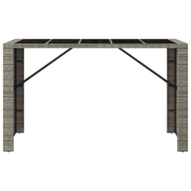 Berkfield Home Beautiful Bar Table with Glass Top Grey 185x80x110 cm Poly Rattan - Size: 185 x 80 x 110 cm - image 1
