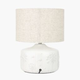 Ruma Dandelion White Small Floral Ceramic Table Lamp - thumbnail 3