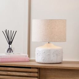 Ruma Dandelion White Small Floral Ceramic Table Lamp