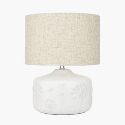 Ruma Dandelion White Small Floral Ceramic Table Lamp - thumbnail 2