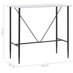Berkfield Home Bar Table White 120x60x110 cm MDF - Size: 120 x 60 x 110 cm - thumbnail 6