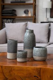 Orsina Handcrafted Large Planter, Glazed Finish Large Garden Flower Pot, Versatile Outdoor Flower Planter in Dark Grey - thumbnail 2