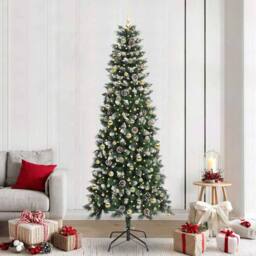 Berkfield Home Artificial Christmas Tree with 300 LEDs Green 96 x 96 x 240 cm - thumbnail 1