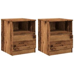 Berkfield Home Bedside Cabinets 2 pcs Old Wood 40x40x50 cm Engineered Wood in Brown - Size: 40 x 40 x 50 cm - thumbnail 2