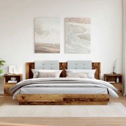 Berkfield Home Bedside Cabinets 2 pcs Old Wood 40x40x50 cm Engineered Wood in Brown - Size: 40 x 40 x 50 cm - thumbnail 3