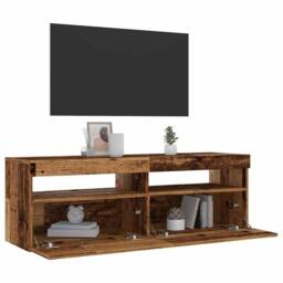 Berkfield Home TV Cabinet with LED Lights Old Wood 120x35x40 cm Engineered Wood in Brown - Size: 120 x 35 x 40 cm - thumbnail 5