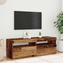 Berkfield Home TV Cabinet with LED Lights Old Wood 120x35x40 cm Engineered Wood in Brown - Size: 120 x 35 x 40 cm - thumbnail 4