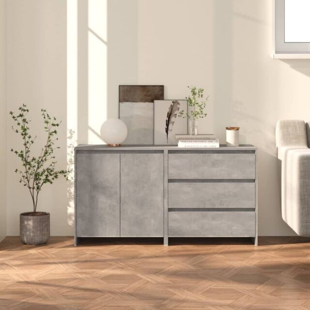 Berkfield Home 2 Piece Sideboard Concrete Grey Engineered Wood - image 1