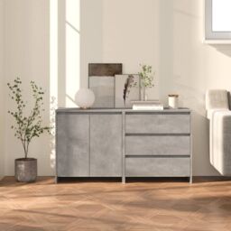 Berkfield Home 2 Piece Sideboard Concrete Grey Engineered Wood - thumbnail 1