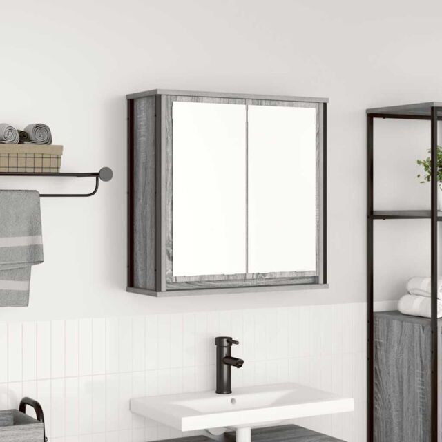 Berkfield Home Bathroom Wall Cabinet with Mirror Grey Sonoma 60x21x60 cm - Size: 60 x 21 x 60 cm - image 1