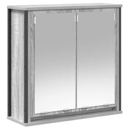 Berkfield Home Bathroom Wall Cabinet with Mirror Grey Sonoma 60x21x60 cm - Size: 60 x 21 x 60 cm - thumbnail 2
