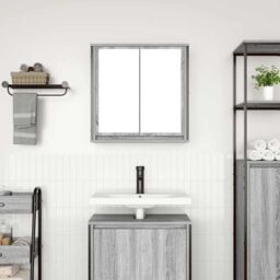 Berkfield Home Bathroom Wall Cabinet with Mirror Grey Sonoma 60x21x60 cm - Size: 60 x 21 x 60 cm - thumbnail 3