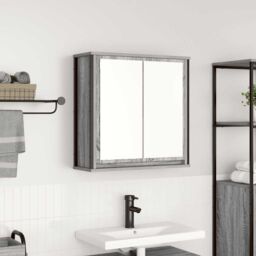Berkfield Home Bathroom Wall Cabinet with Mirror Grey Sonoma 60x21x60 cm - Size: 60 x 21 x 60 cm - thumbnail 1
