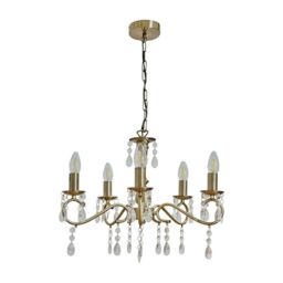 ValueLights Argyll 5 Way Brass Ceiling Light Chandelier in Metallic Gold - thumbnail 1