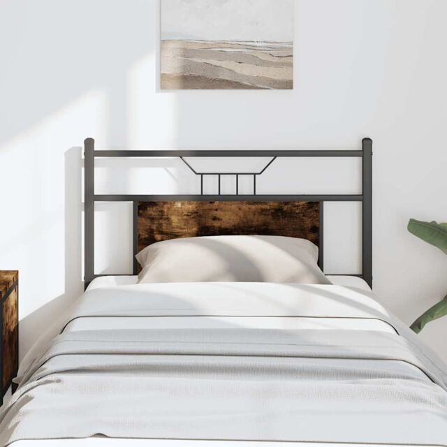 Berkfield Home Headboard Smoked Oak 75 cm Engineered Wood & Steel in Brown - image 1