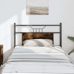 Berkfield Home Headboard Smoked Oak 75 cm Engineered Wood & Steel in Brown - thumbnail 1