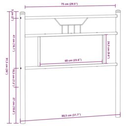 Berkfield Home Headboard Smoked Oak 75 cm Engineered Wood & Steel in Brown - thumbnail 8