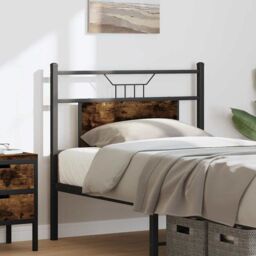 Berkfield Home Headboard Smoked Oak 75 cm Engineered Wood & Steel in Brown - thumbnail 3
