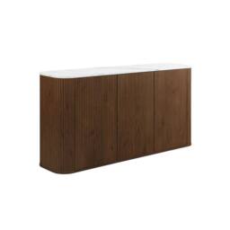Birlea Kagu 3 Door Sideboard Fluted Ribbed Walnut & Marble effect in Brown - thumbnail 8