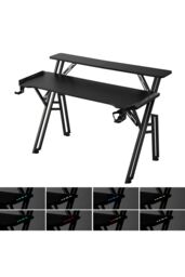 Living and Home 160*60*80cm Office Gaming Desk with LED Lights & Monitor Stand in Black - thumbnail 4