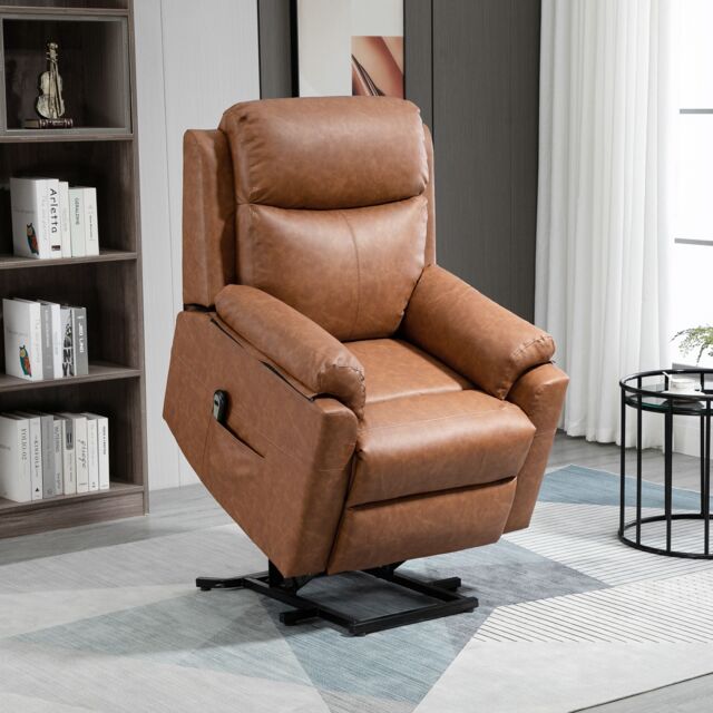 HOMCOM Power Lift Chair Electric Riser Recliner with Remote Control in Brown - image 1