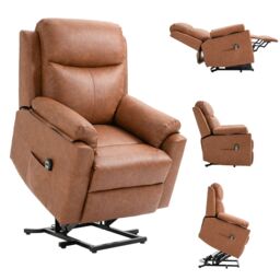 HOMCOM Power Lift Chair Electric Riser Recliner with Remote Control in Brown - thumbnail 2