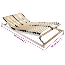 Berkfield Home Slatted Bed Base Brown 80 x 190 cm Wood with metal support - thumbnail 7