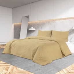 Berkfield Home Duvet Cover Set Taupe 135x200 cm Light-weight Microfiber - thumbnail 1