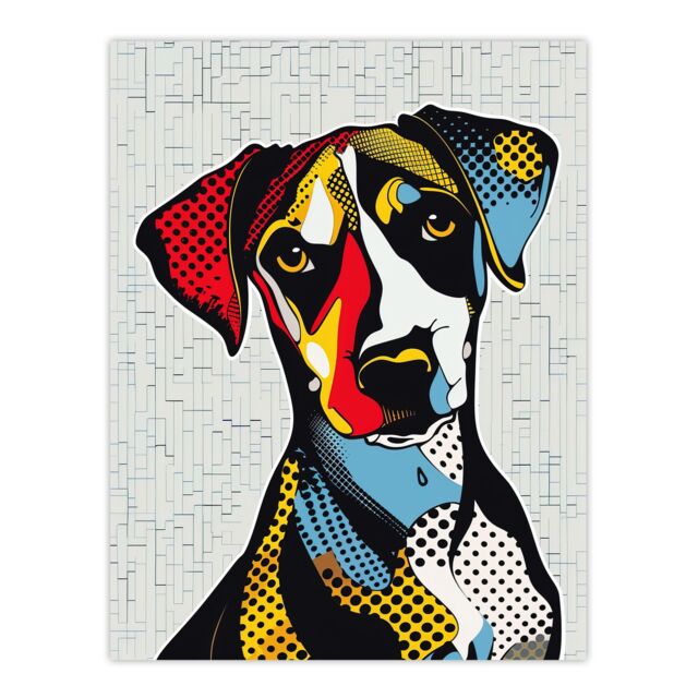 "Artery8 Dog Lover Pop Art Cute Pet Fun Portrait Wall Art Print - Size: W24"" x H32""" - image 1