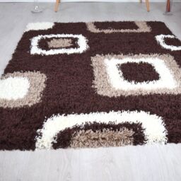 Bravich LTD Geometric Boxed Thick Shaggy Rug - California in Brown - Size: 200 cm x 290 cm - thumbnail 1